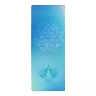 Om Joy Tapete Yoga Aveludado Antiderrapante Cor Azul Com Estampa