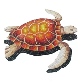 Mosaico Veneciano Figura Tortuga Aletas Largas De 60 Cms,para Alberca