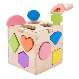 Cubo De Encastre En Madera Montessori Reloj Piezas Ltf Shop 