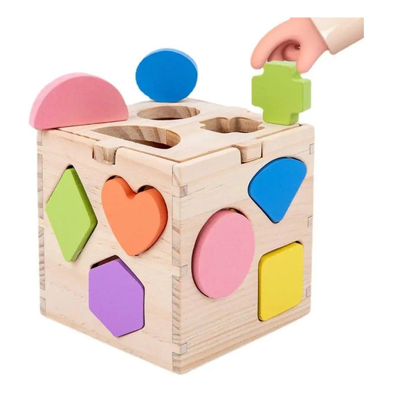 Cubo De Encastre En Madera Montessori Reloj Piezas Ltf Shop 