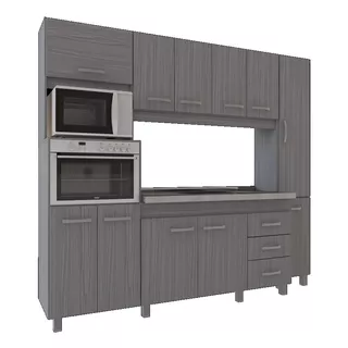 Mueble Cocina Mesada Cocina Compacta 215 Cm Abedul Orlandi Color Linosa