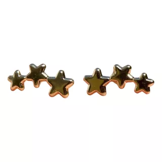 Broqueles Estrella Triple Oro Amarillo 14k Bo053 1 Cm
