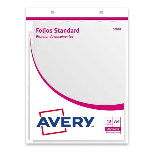 Folio Borde Blanco A4 Pack X10 1º Calidad 50 Mic Avery