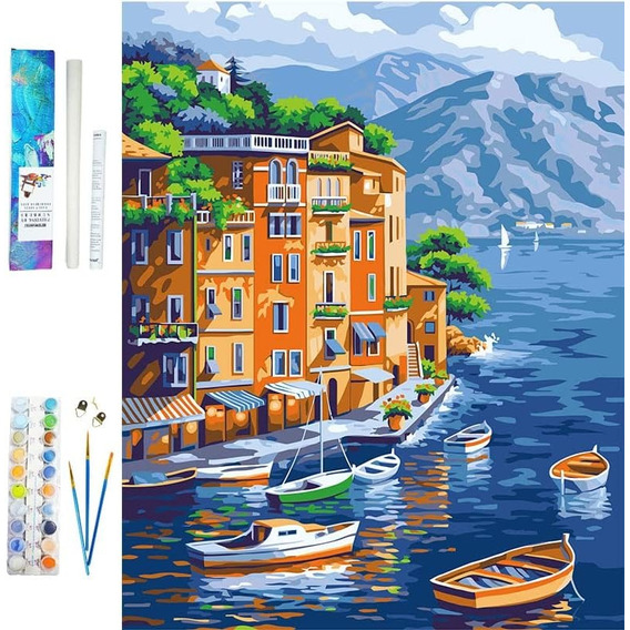 Pintura En Color Diy Por Numeros, Kit De Pintura Al Oleo Par