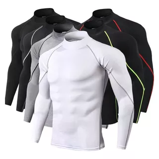 Playera Licra Deportiva Gym Compresión Cuello Ruso