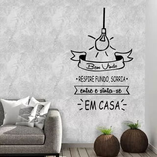 Adesivo Decorativo De Parede Seja Bem Vindo Sinta-se Em Casa Cor Preto