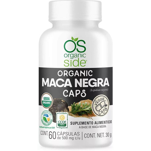 Maca Negra Orgánica 60 Cápsulas Raíz De Perú Organic-side Sabor Natural