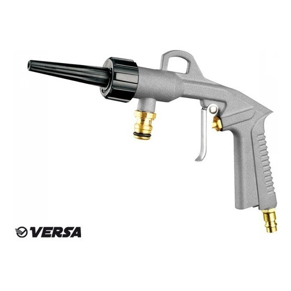 Pistola De Lavado De Aire-agua 50 Psi/145 Psi Ultra Liviana Cuerpo Aluminio Inyectado P/ Compresor Se Conecta A Canilla Color Gris