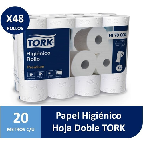 Papel Higiénico Tork 20 M. Doble Hoja Premium 48 Rollos