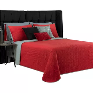 Edredón King Size Doble Vista Incluye 2 Fundas Real Textil Color Rojo - Gris
