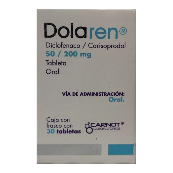 Dolaren Diclofenaco Carisoprodol 50/200 Mg Caja 30 Tabs