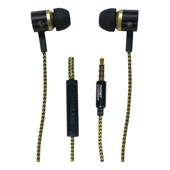 Auriculares Thonet Vander Klein, con microfono y cable con tela, color negro