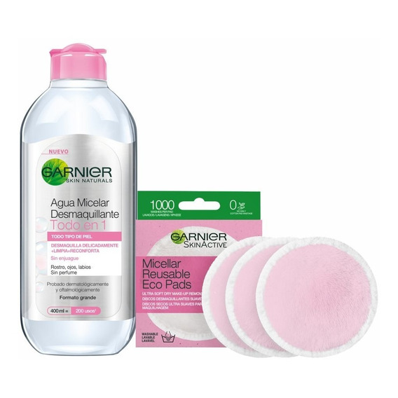 Agua Micelar Skin Active + Eco Pads Desmaquillante Garnier