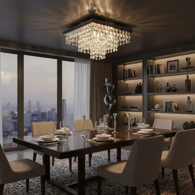 Lampara Plafon Lluvia Cristal 5 Luces Fume Apto Led G9 Pal Fumé