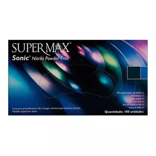 Luvas Supermax Nitrilo Sonic Azul Cobalto M Dx 100 Unidades