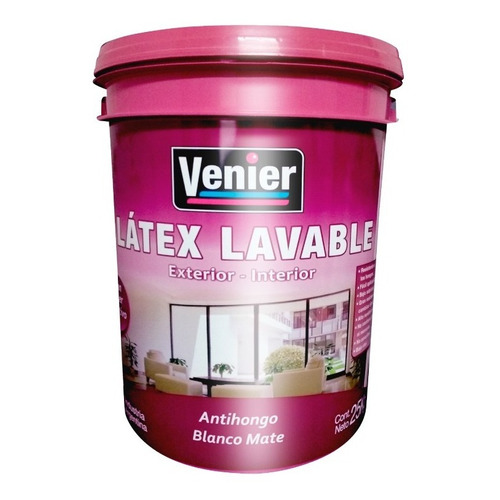 Pintura Latex Exterior Interior Lavable Blanca 25 Kg Venier Color Blanco