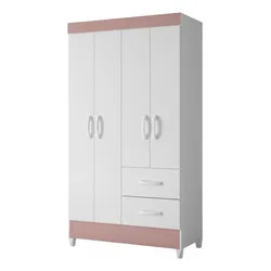 Guarda Roupa Solteiro 4 Portas 2 Gavetas Flex Mobi Albatroz Cor Branco Fosco Liso/rosa Matte no Mercado Livre com oferta e cupom de desconto
