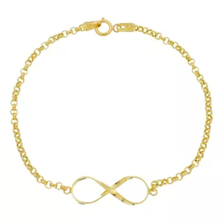 Pulseira Feminina Ouro 18k Símbolo Infinito Elo Português