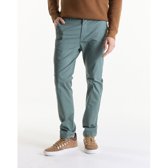 Pantalón Chino Gabardina Verde Seco Equus Huez Slim Hombre