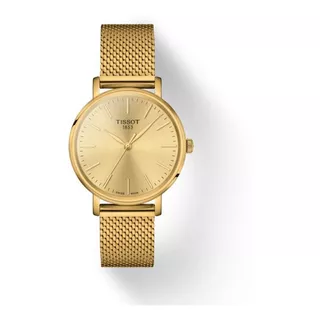 Reloj Tissot Everytime Lady 34mm T1432103302100 Original Color De La Malla Oro Color Del Bisel Oro Color Del Fondo Oro