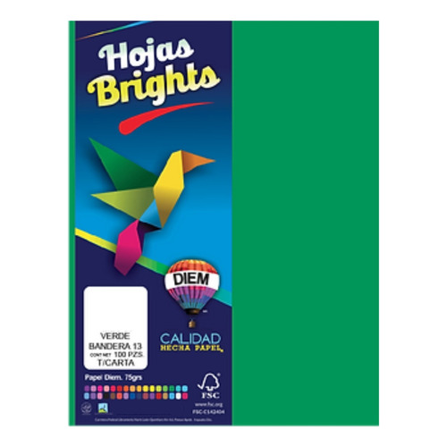 100 Hojas De Papel De Color Tamaño Carta Manualidades Color Verde bandera