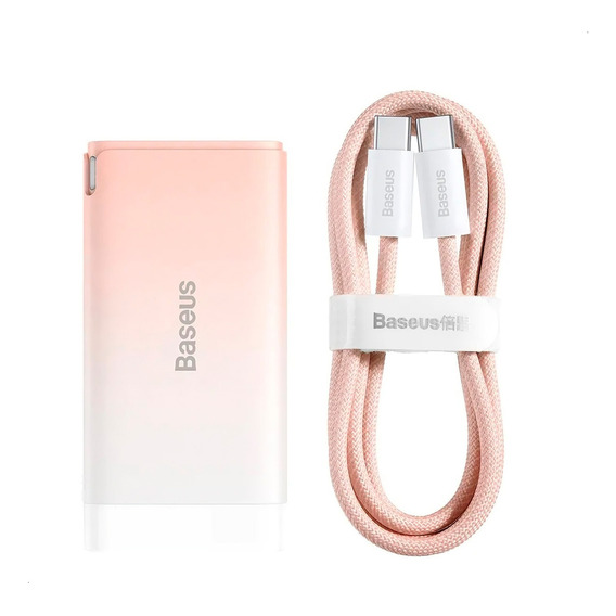 Cargador Pared 65w Baseus Usb C - Usb A 100w + Cable 1m Color Melon