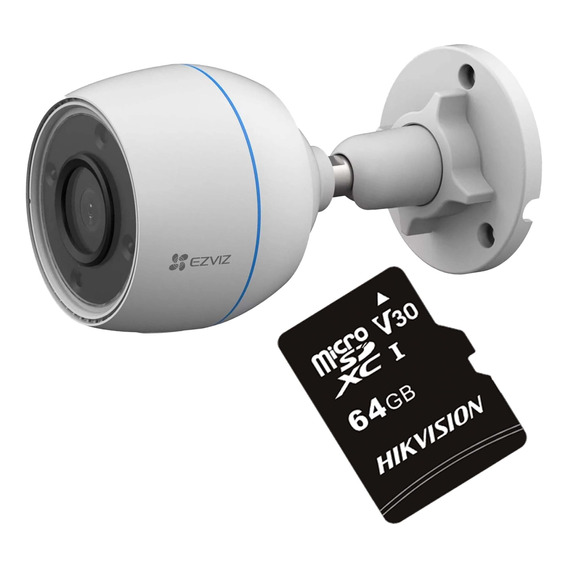 Cámara De Seguridad Wifi Ezviz Exterior + Micro Sd 64 Gb