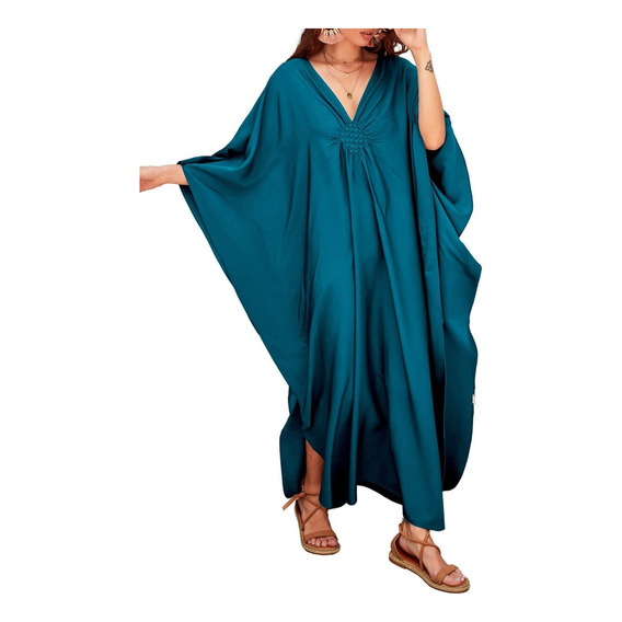 Bsubseach Caftan Cubre Bikini Vestido De Playa Sólido Mujer