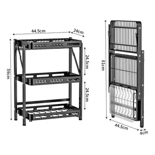 Escurridor Plegable 3 Pisos 44.50 Cm Color Negro