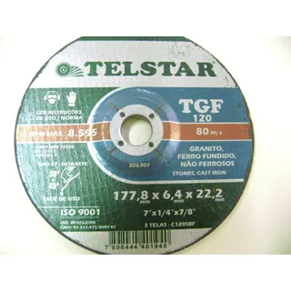 Disco Desbaste Granito 7 Polegadas Telstar Grao 120