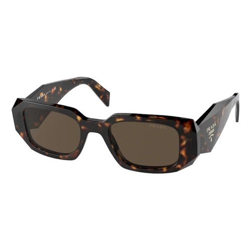 Gafas de sol Prada 0pr 17ws 2au8c149 para mujer, color negro, color vara de tortuga, lente de tortuga, color marrón, diseño rectangular