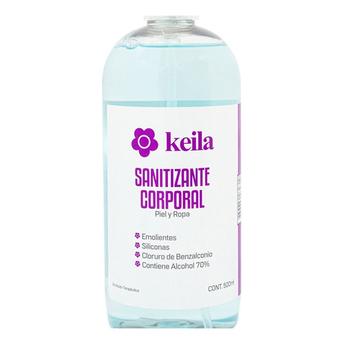 Keila Sanitizante Corporal Piel Y Ropa Alcohol 70% 500ml