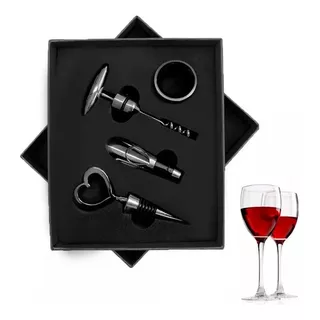 Set Destapador Sacacorchos Botella De Vino - Corazón - 4 Pcs