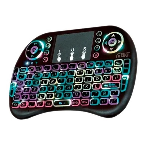 Teclado Inalámbrico Bkt 240r Rgb C/ Batería Smart Tv Color del teclado Negro Idioma Español Latinoamérica