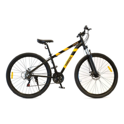 Mountain bike Randers BKE-2129 S frenos de disco mecánico cambios Shimano TZ500 color negro/amarillo con pie de apoyo  