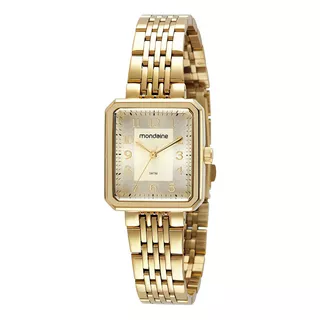 Relógio Mondaine Feminino Analógico Quadrado 32358lpmvde1 Cor Da Correia Dourado Cor Do Bisel Dourado Cor Do Fundo Dourado