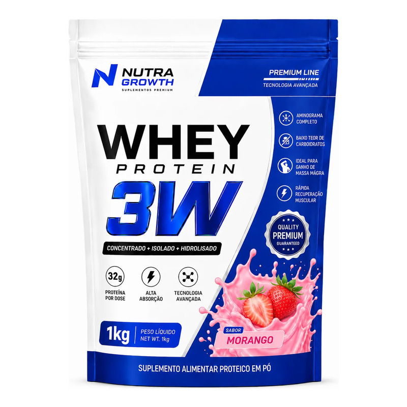 Whey Protein 3w Com 32g Proteína 1kg Nutra Growth Nutrition