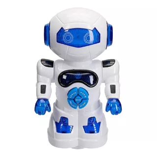 Robô Com Sensor De Movimento Luz E Som Bq-053 Etitoys Cor Branco/azul