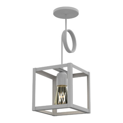 Lampara Colgante 1 Luz Cubo Recto Blanco Apto Led Linea Spl