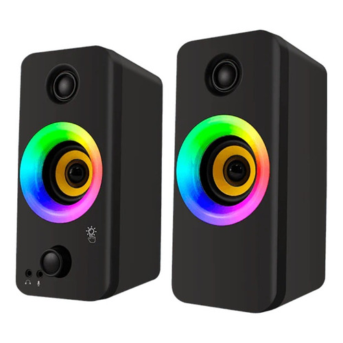 Parlantes 2.0 Rgb Unitec X8 | Mic Y Aux 3.5mm | Rgb Tactil Color Negro