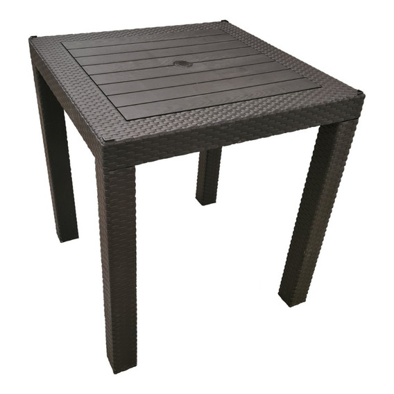 Mesa De Plastico Tipo Rattan 70x70 Cm Desmontable Cuadrada