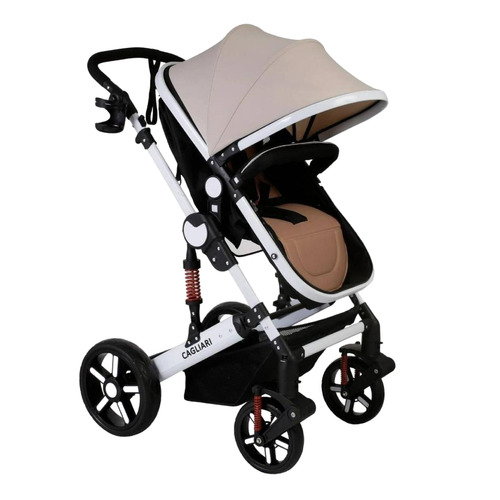 Cochecito de paseo Belluno Baby Cagliari TY-508 beige con chasis color blanco