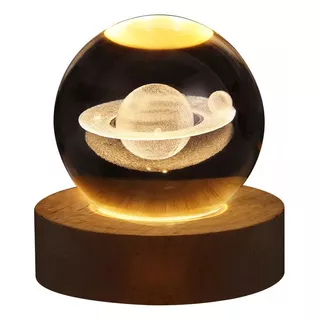 Luz Nocturna Luz De Cristal Esfera Planeta Saturno