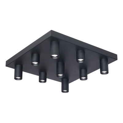 Plafon 9 Luces Led Nachos2 Negro Base Cuadrada 20389 Rd