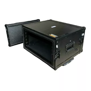 Rack 8u Com Amortecimento, Alça Telescopica E Rodas Black