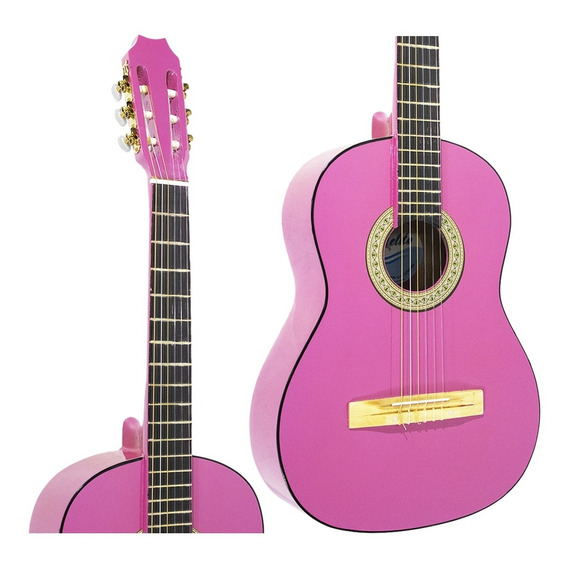Guitarra Criolla Clasica De Estudio Color Rosa Iniciacion
