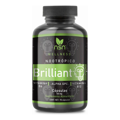 Nsn Brilliant Nootrópico | Ginseng Panax Vitamina B6 Y B12 Sabor Sin sabor