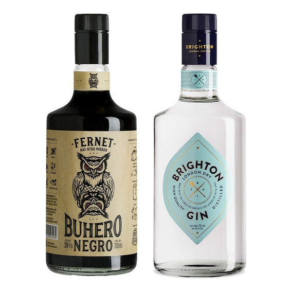 Combo Fernet Buhero Negro 700ml + Brighton Gin 700ml