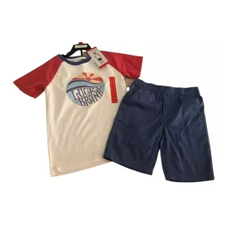 Lucky Brand Set 2 Pzas Playera, Short Niño Original 6