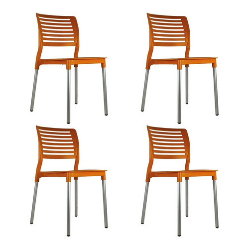 Set 4 Sillas Galeri Mundo In Para Comedor Color De La Estructura De La Silla Naranja